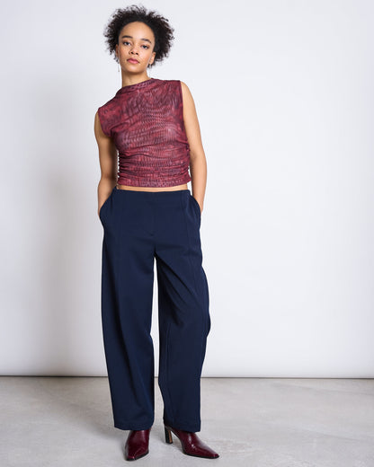 JAN N JUNE - LAGUNA RUFFLE MESH TOP carmine curl