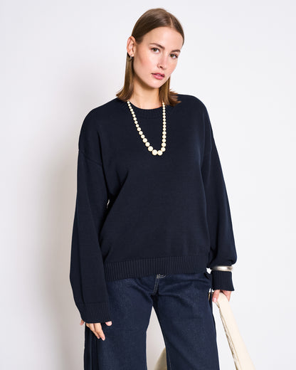 JAN N JUNE - CAPER Tie Sweater nightfall - WERTE FREUNDE