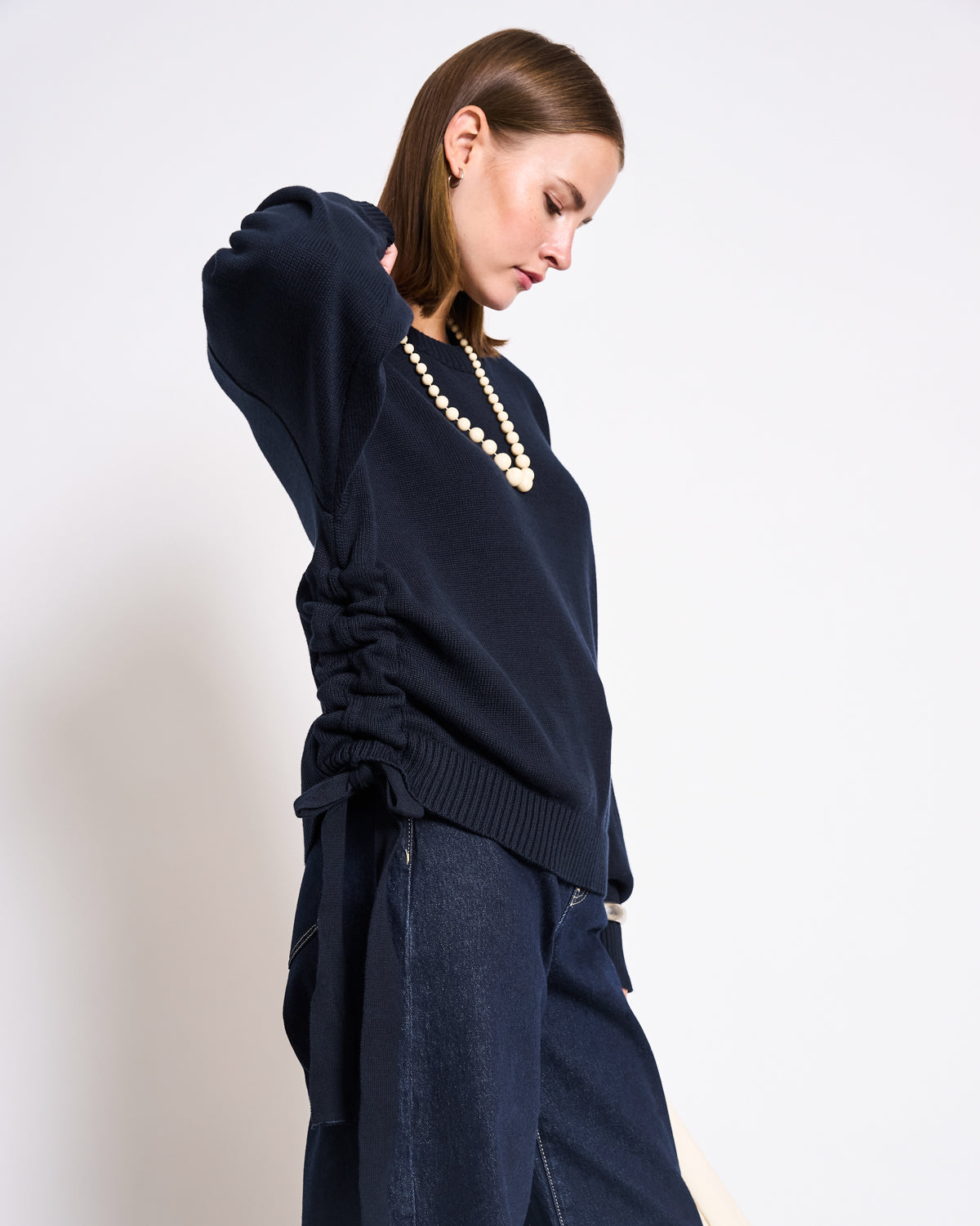 JAN N JUNE - CAPER Tie Sweater nightfall - WERTE FREUNDE
