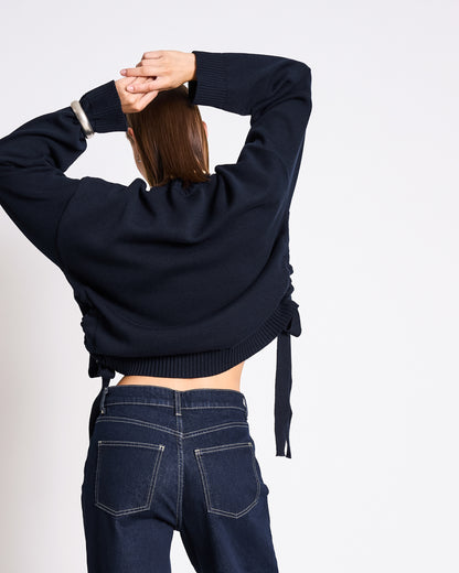 JAN N JUNE - CAPER Tie Sweater nightfall - WERTE FREUNDE