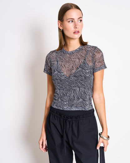 JAN N JUNE - EVIE Mesh T-Shirt zebra print - WERTE FREUNDE
