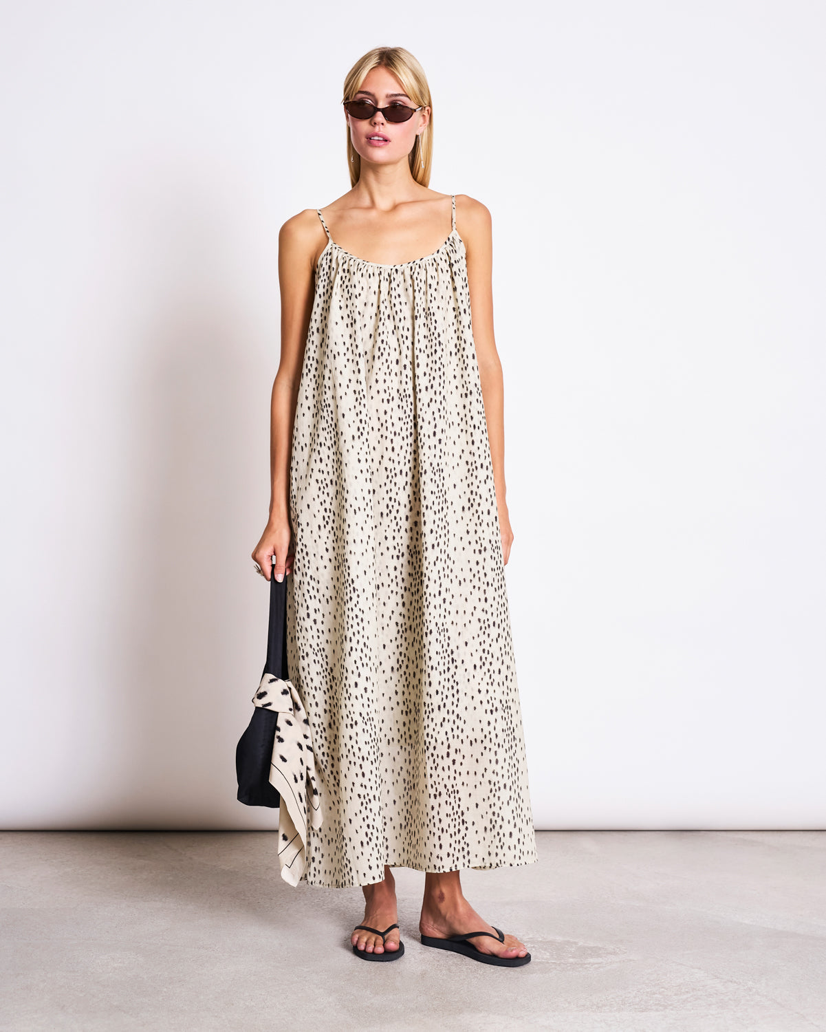 JAN N JUNE - TOVA Spaghetti Maxi Dress dalmatian dots - WERTE FREUNDE