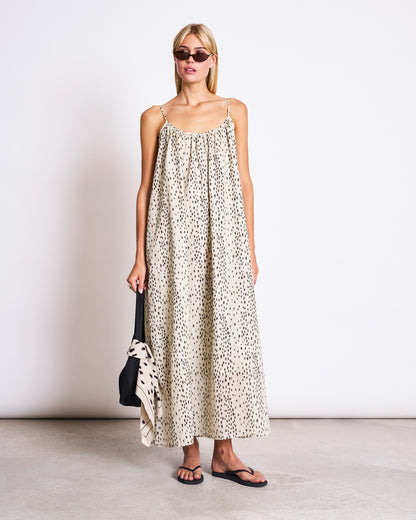 JAN N JUNE - TOVA Spaghetti Maxi Dress dalmatian dots - WERTE FREUNDE