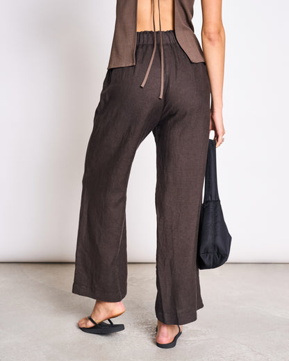 JAN N JUNE - BEVEREN Linen Pants mud - WERTE FREUNDE