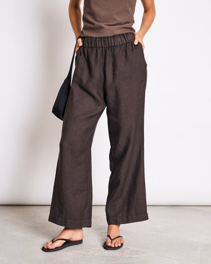 JAN N JUNE - BEVEREN Linen Pants mud - WERTE FREUNDE