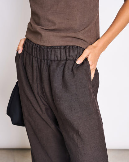 JAN N JUNE - BEVEREN Linen Pants mud - WERTE FREUNDE