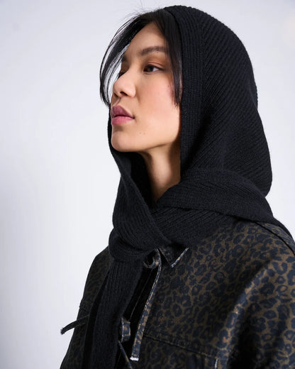 JAN N JUNE - NIRA LAMBSWOOL HOODED SCARF black