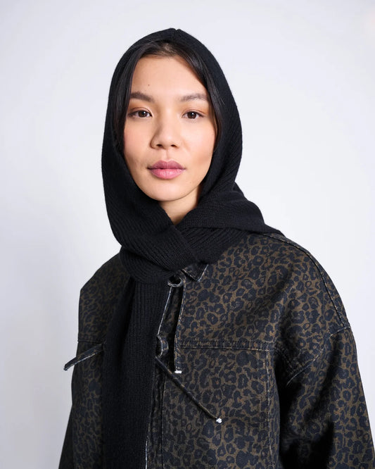 JAN N JUNE - NIRA LAMBSWOOL HOODED SCARF black