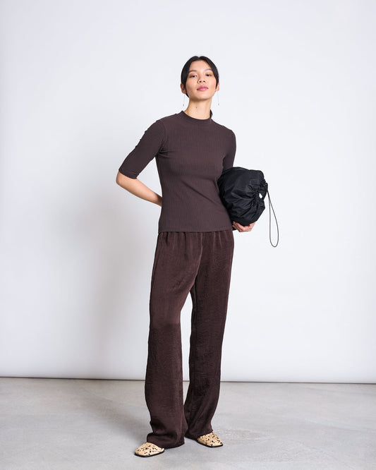 JAN N JUNE - NINA TENCEL™ LYOCELL RIB T-Shirt mud