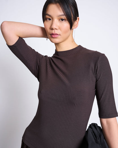 JAN N JUNE - NINA TENCEL™ LYOCELL RIB T-Shirt mud