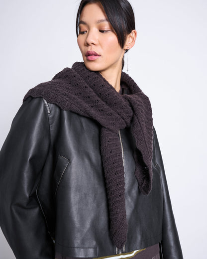 JAN N JUNE - ELVA LAMBSWOOL TRIANGLE SCARF zartbitter