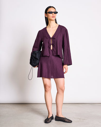 JAN N JUNE - CERCIS Linen Mini Skirt cherry lacquer - WERTE FREUNDE