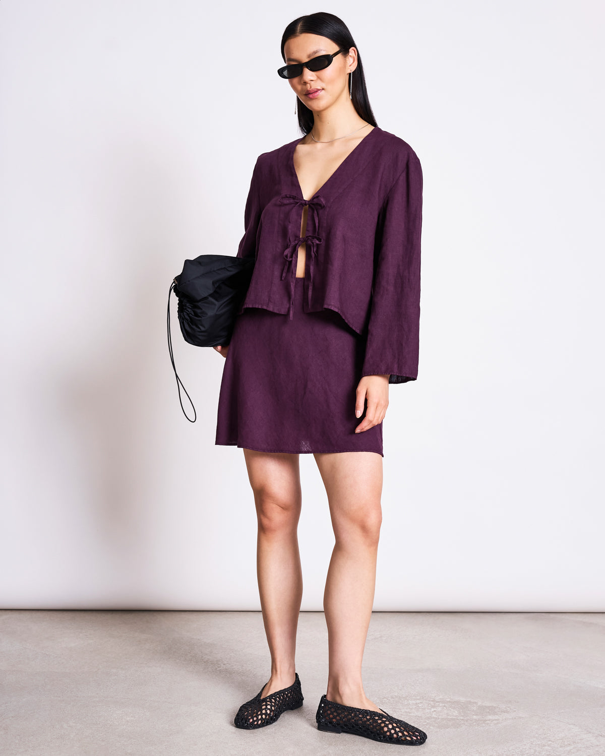JAN N JUNE - CERCIS Linen Mini Skirt cherry lacquer - WERTE FREUNDE