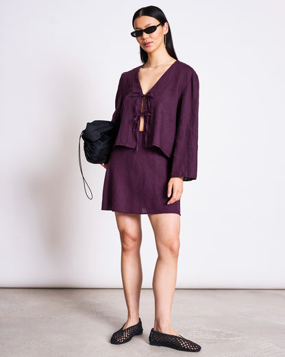 JAN N JUNE - CERCIS Linen Mini Skirt cherry lacquer - WERTE FREUNDE