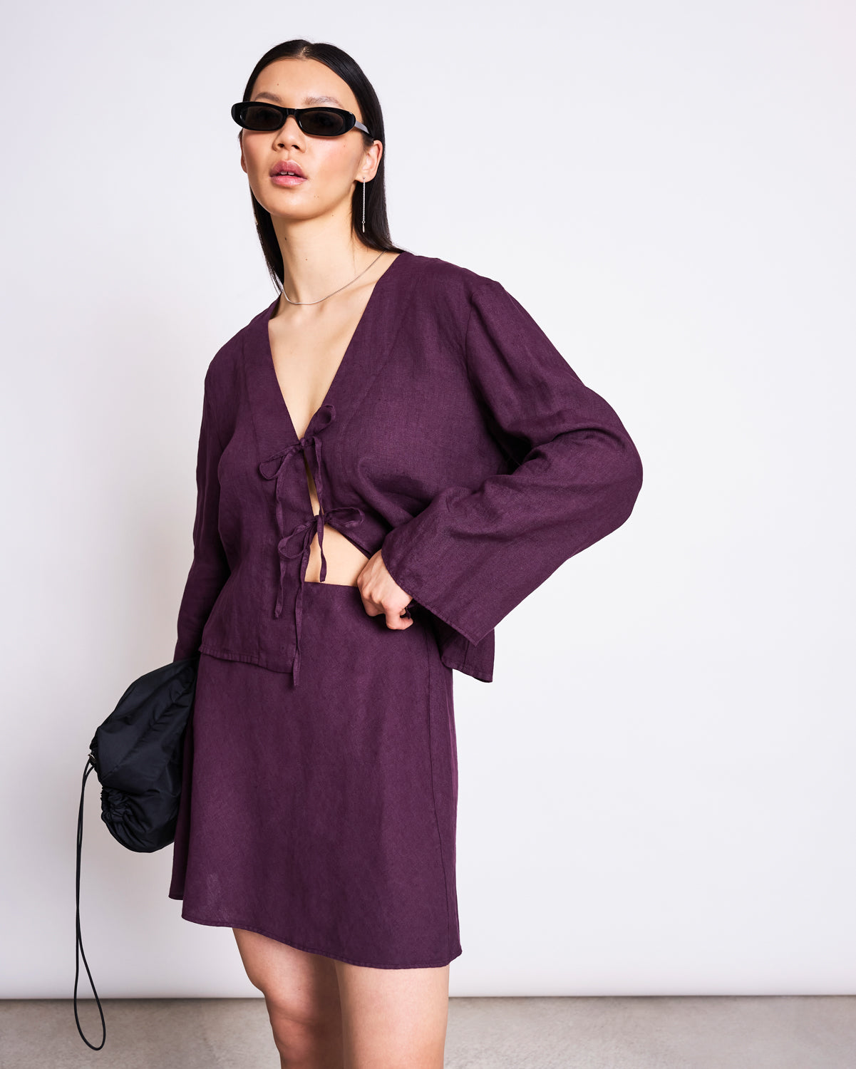JAN N JUNE - CERCIS Linen Mini Skirt cherry lacquer - WERTE FREUNDE