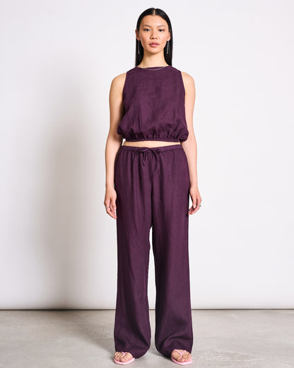 JAN N JUNE - SJOV Linen Drawstring Pants cherry lacquer - WERTE FREUNDE