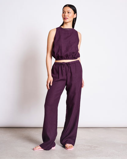 JAN N JUNE - SJOV Linen Drawstring Pants cherry lacquer - WERTE FREUNDE