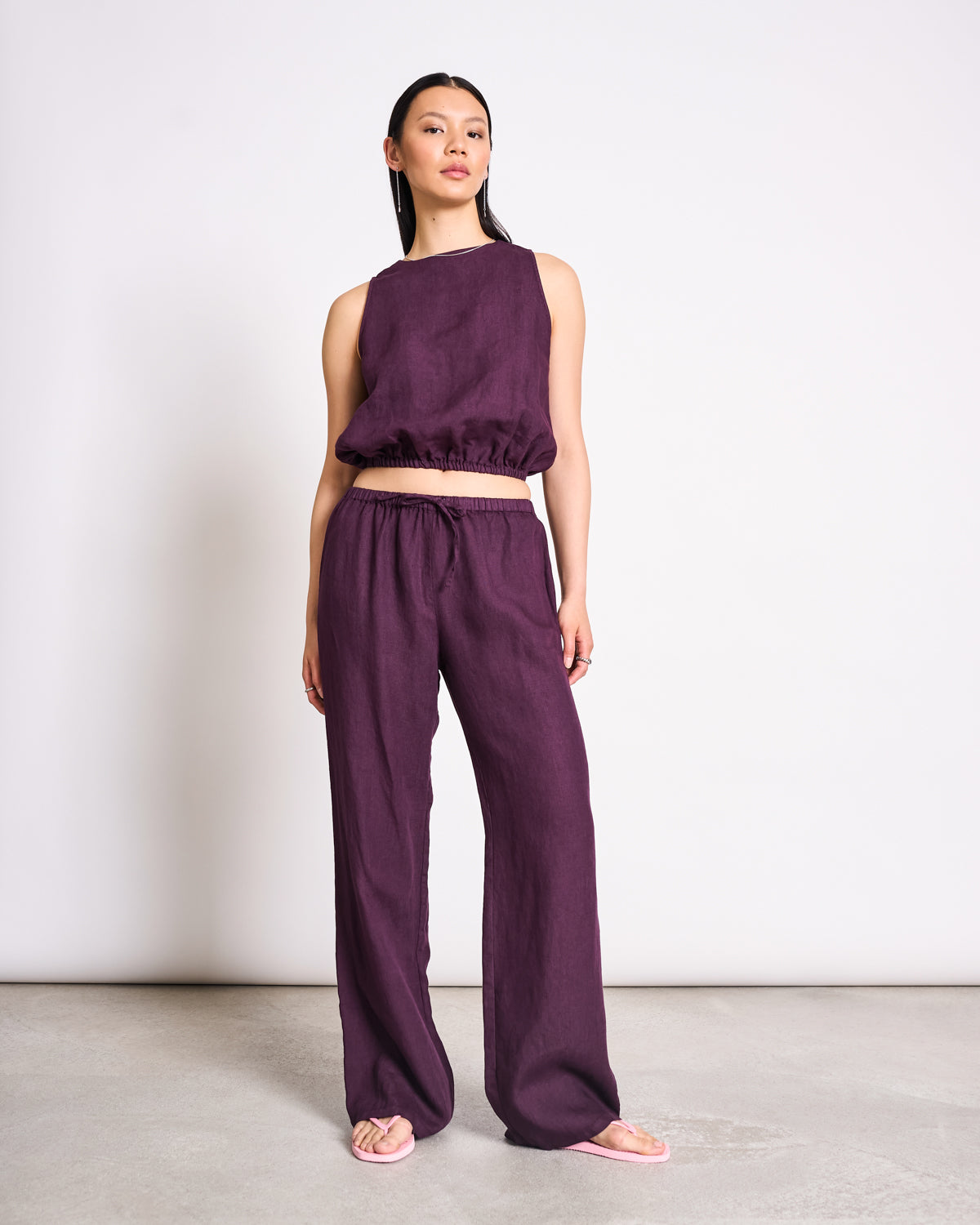 JAN N JUNE - SJOV Linen Drawstring Pants cherry lacquer - WERTE FREUNDE