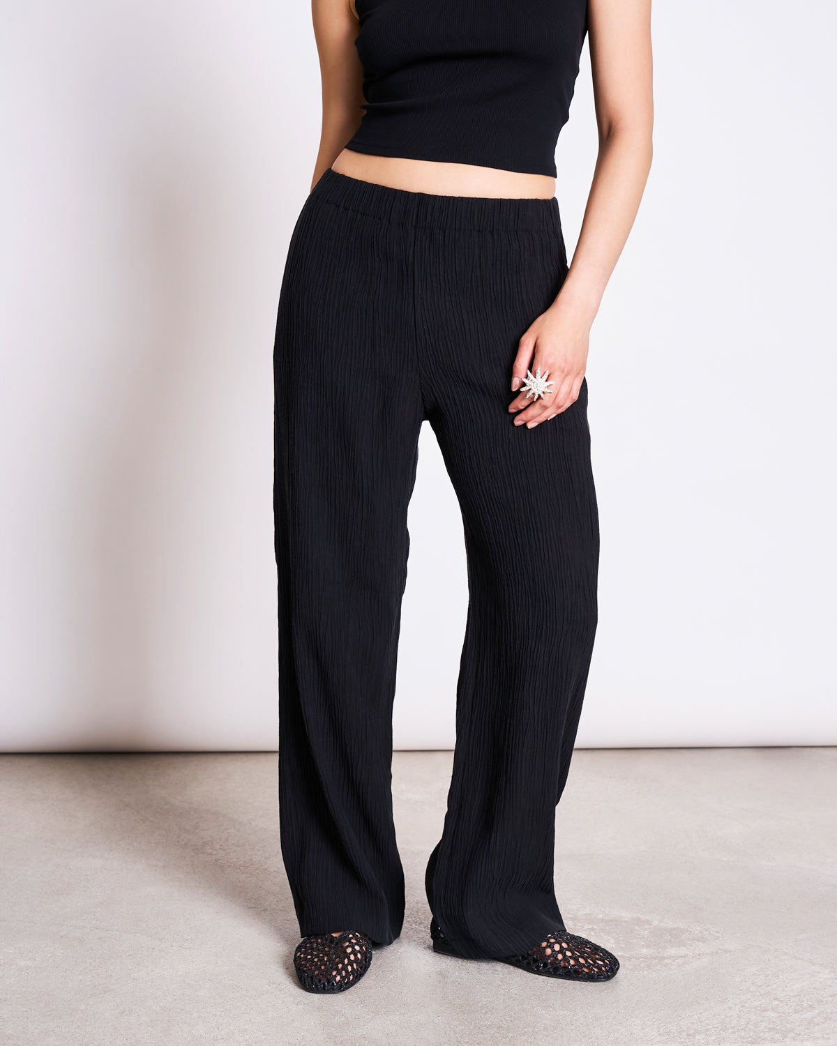 JAN N JUNE - HOLMEN Transparent Back Tank Top black - WERTE FREUNDE