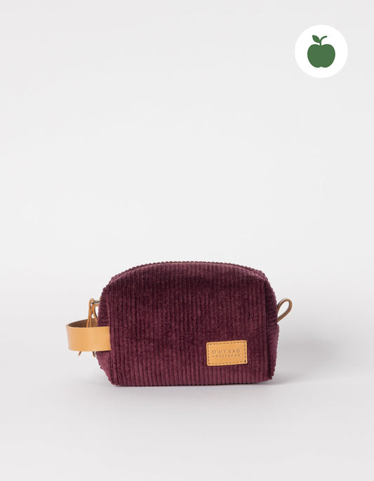 omybag - TED'S TRAVEL CASE SMALL Burgundy Corduroy / Cognac Apple Leather
