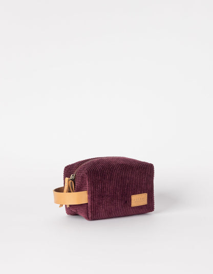 omybag - TED'S TRAVEL CASE SMALL Burgundy Corduroy / Cognac Apple Leather