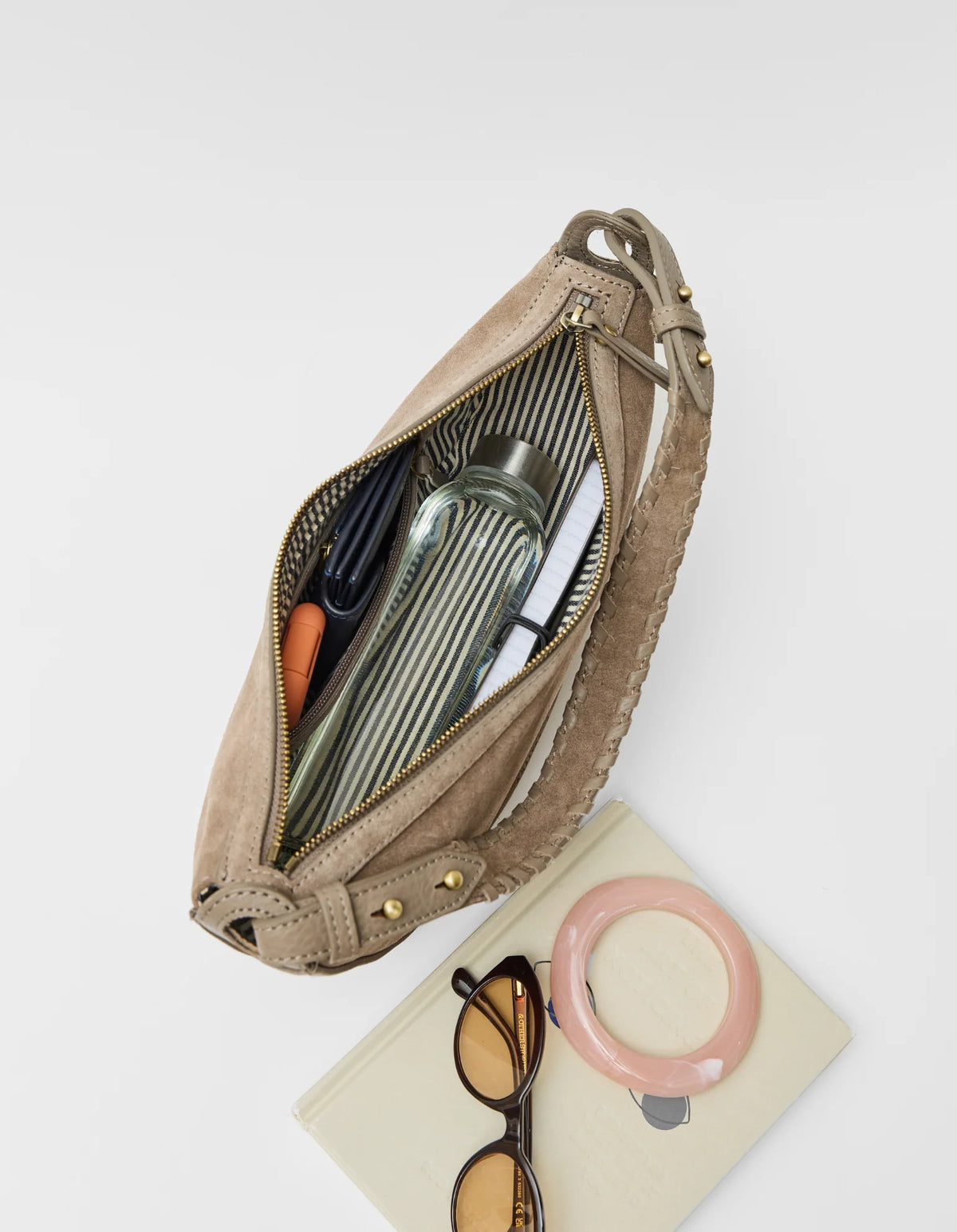 O MY BAG - Leo Midi Crossbody Strap Suède Moss
