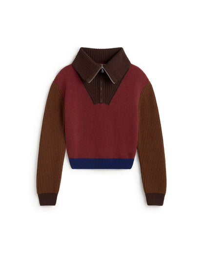 Thinking MU - TANIT KNITTED SWEATER BROWN BLOCK