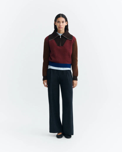 Thinking MU - TANIT KNITTED SWEATER BROWN BLOCK