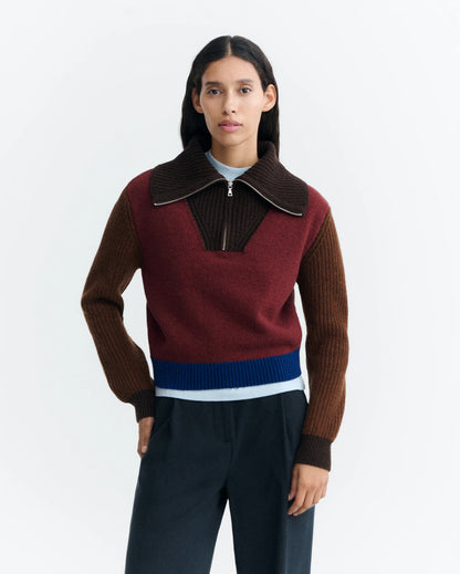 Thinking MU - TANIT KNITTED SWEATER BROWN BLOCK