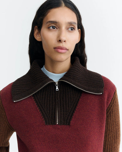 Thinking MU - TANIT KNITTED SWEATER BROWN BLOCK