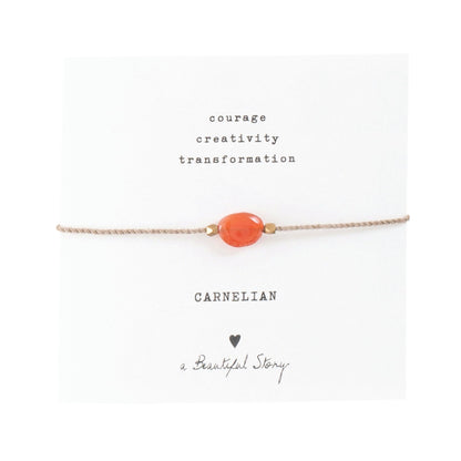 a beautiful story - Gemstone Card Carnelian goldfarben Armband - WERTE FREUNDE