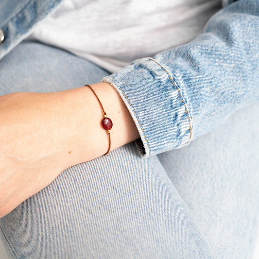 a beautiful story - Gemstone Card Garnet goldfarben Armband - WERTE FREUNDE