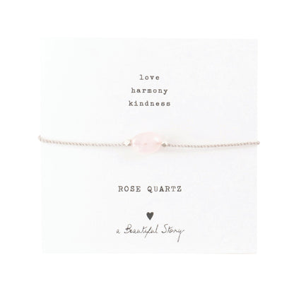 a beautiful story - Gemstone Card Rose Quartz silberfarben Armband - WERTE FREUNDE
