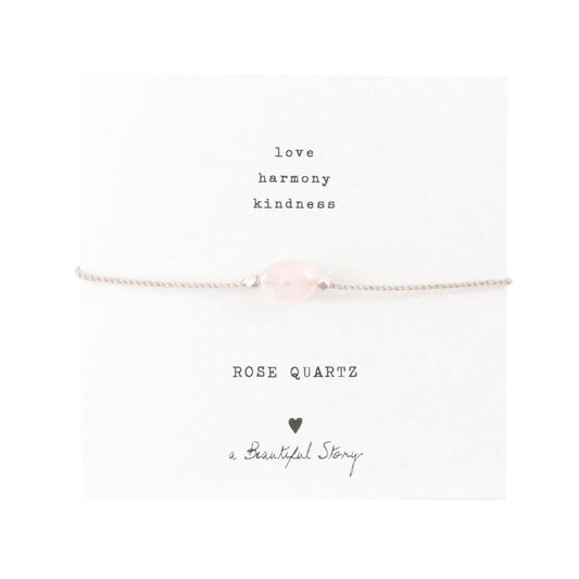 a beautiful story - Gemstone Card Rose Quartz silberfarben Armband - WERTE FREUNDE