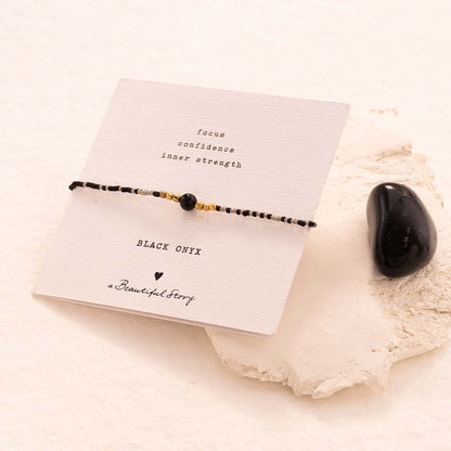a beautiful story - Iris Card Black Onyx Bracelet GC - WERTE FREUNDE