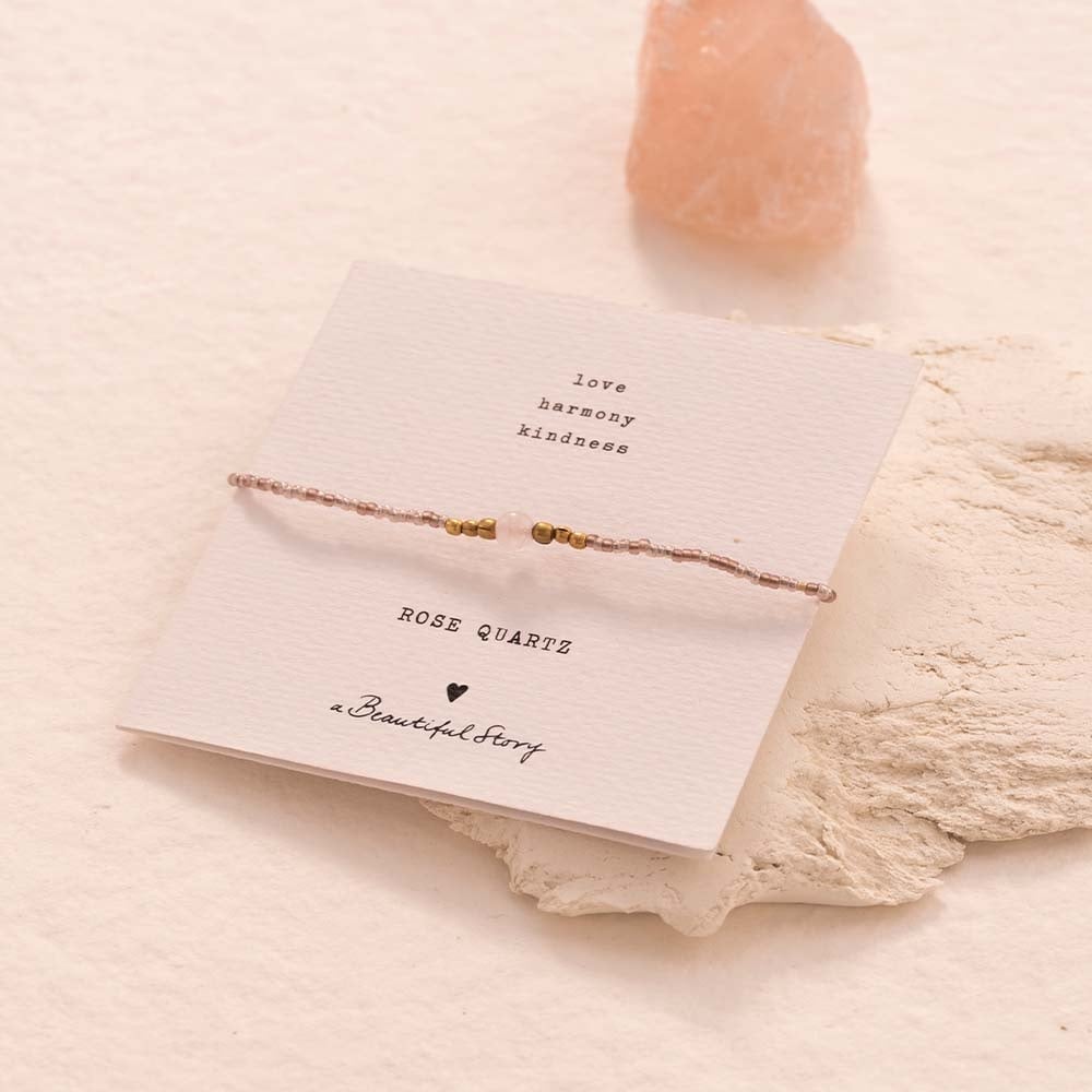 a beautiful story - Iris Card Rose Quartz Bracelet goldfarbig - WERTE FREUNDE