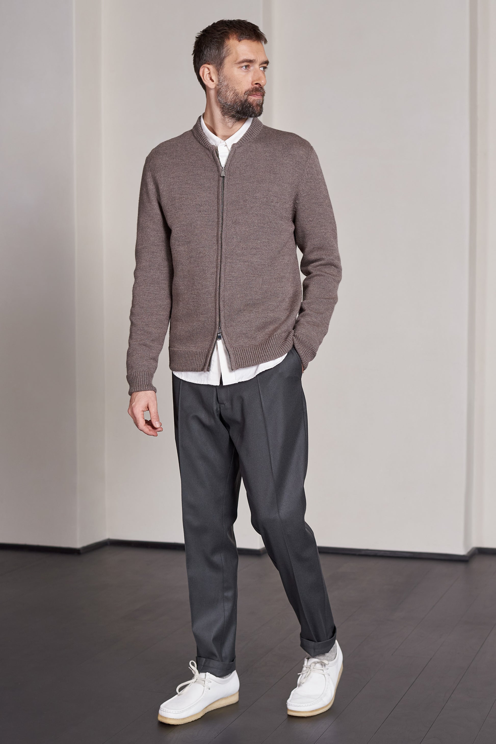 About Companions - PAUL cardigan melange taupe - WERTE FREUNDE