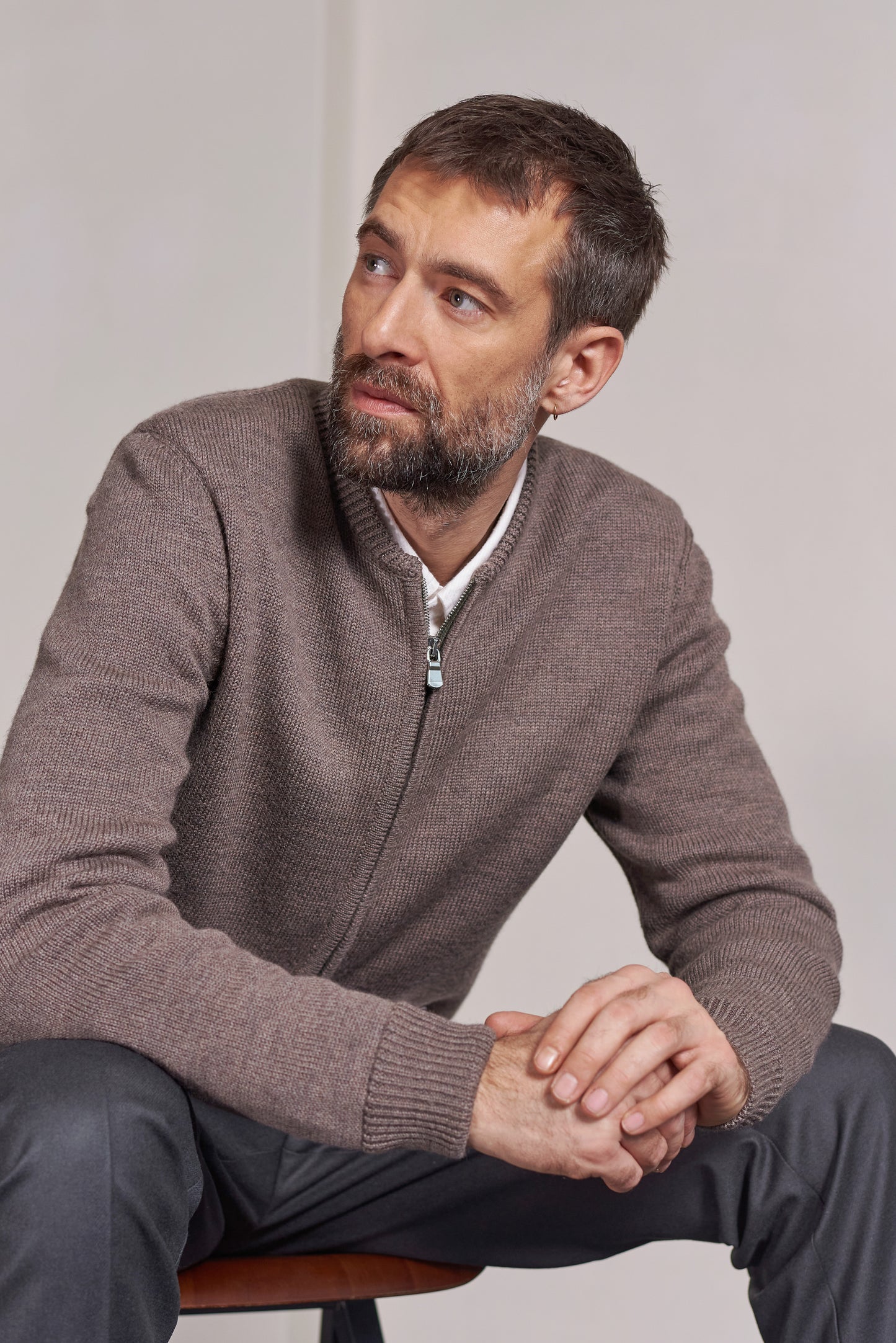 About Companions - PAUL cardigan melange taupe - WERTE FREUNDE