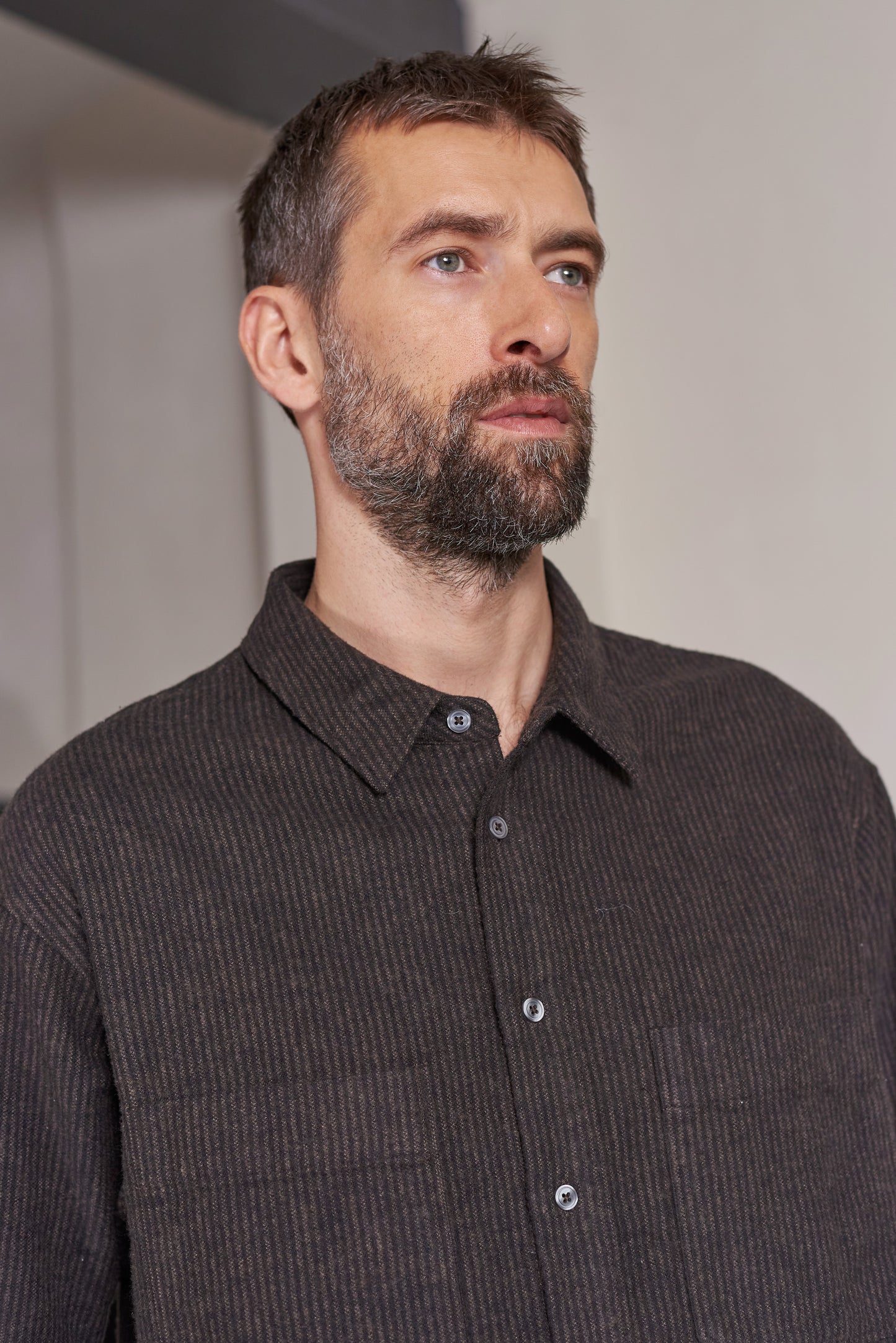 About Companions - DARIO shirt striped brown - WERTE FREUNDE