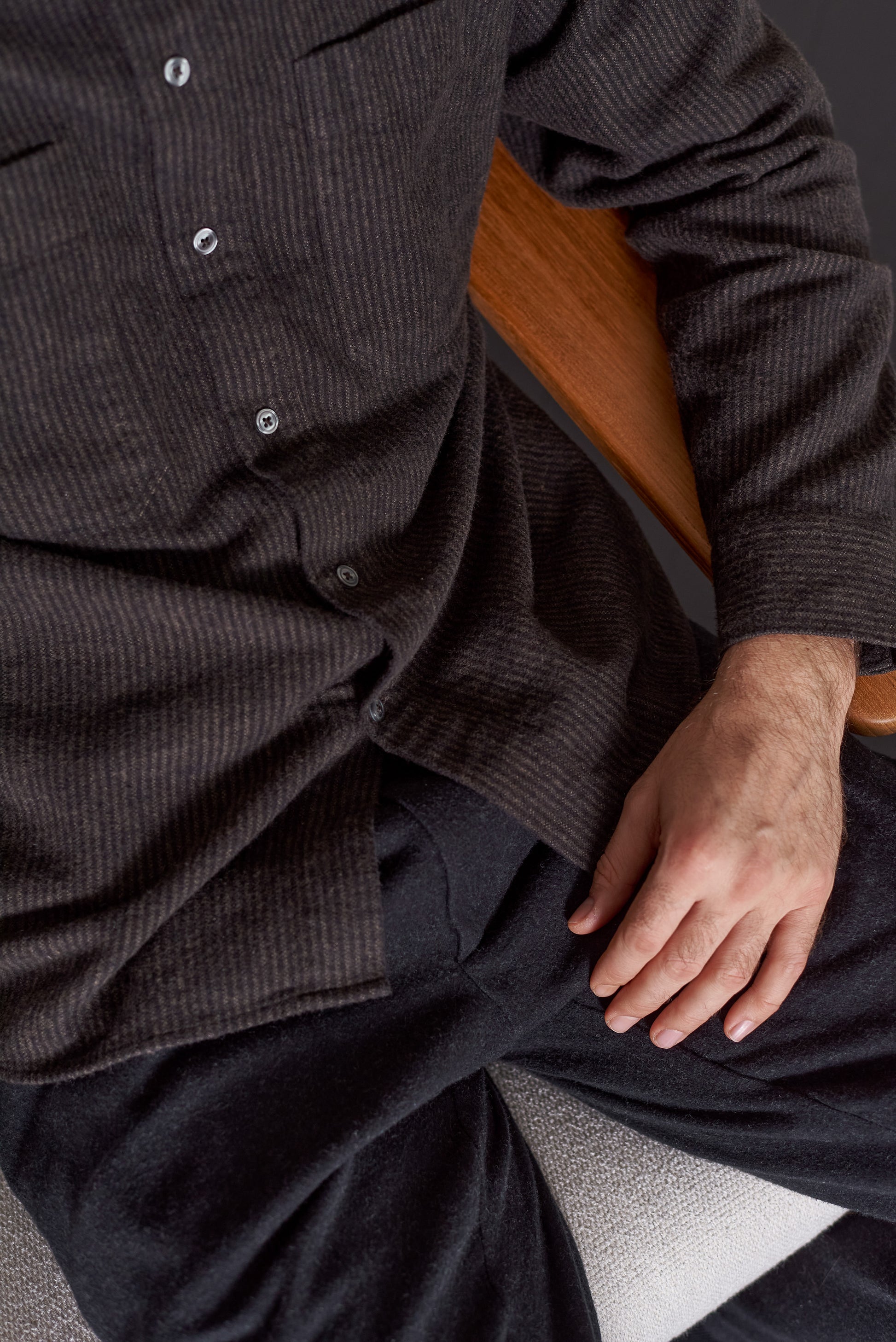 About Companions - DARIO shirt striped brown - WERTE FREUNDE