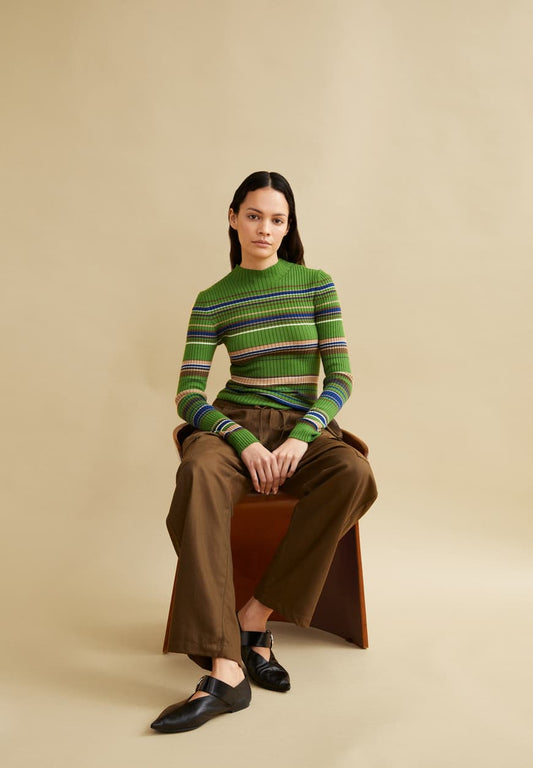 Armedangels - ALAANIA NEW STRIPES Strick Pullover ivy green-cinnamon dust