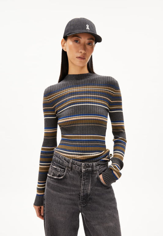 Armedangels - ALAANIA NEW STRIPES Strick Pullover steel melange-faded indigo