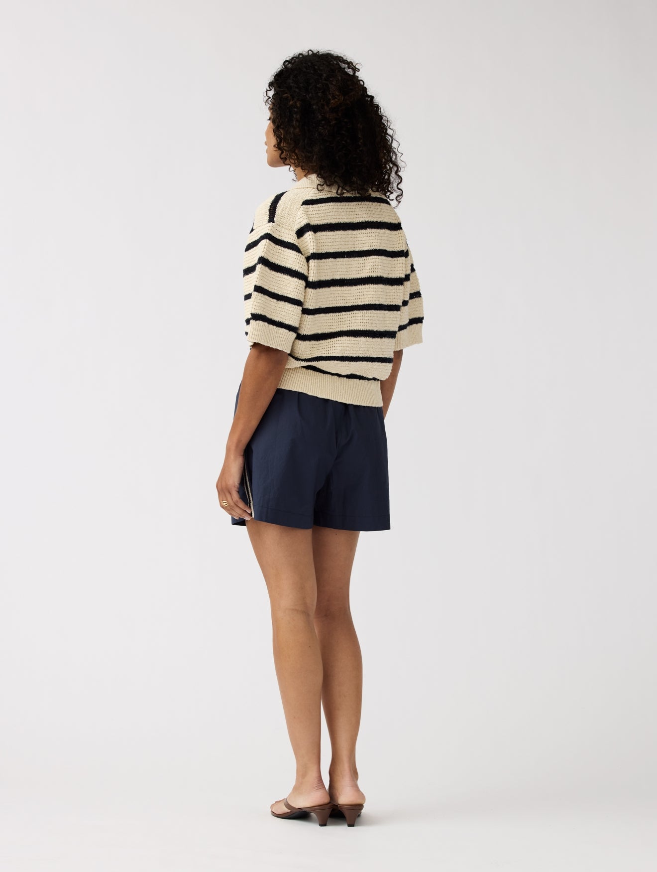 Alchemist - Polo Dalia Wool White/Navy Stripe - WERTE FREUNDE