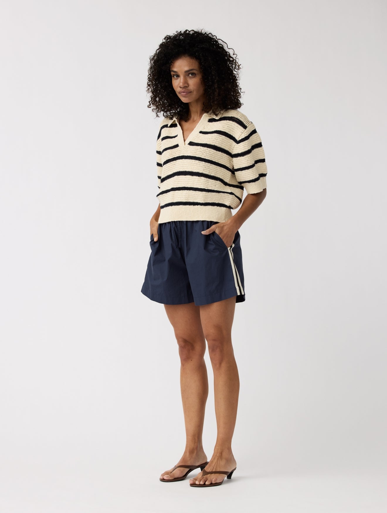 Alchemist - Polo Dalia Wool White/Navy Stripe - WERTE FREUNDE