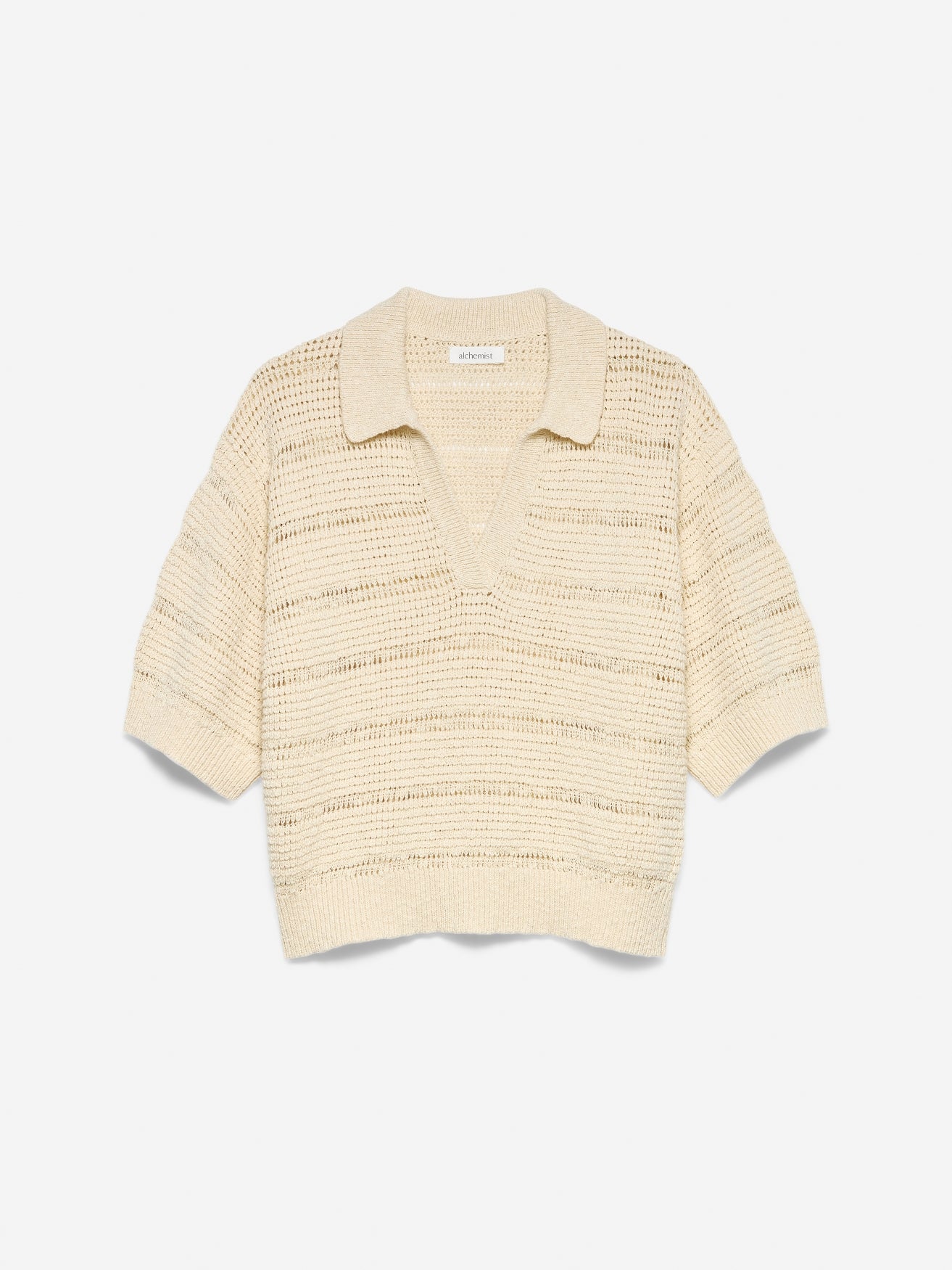 Alchemist - Polo Dalia Wool White/Navy Stripe - WERTE FREUNDE