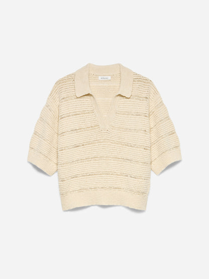 Alchemist - Polo Dalia Wool White/Navy Stripe - WERTE FREUNDE