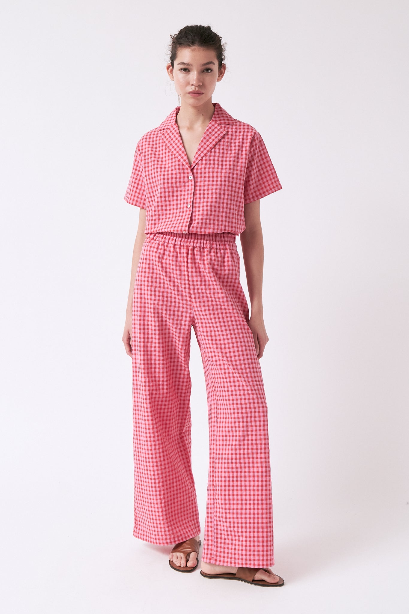 amt. - Crush Pants Vichy Red Pink - WERTE FREUNDE