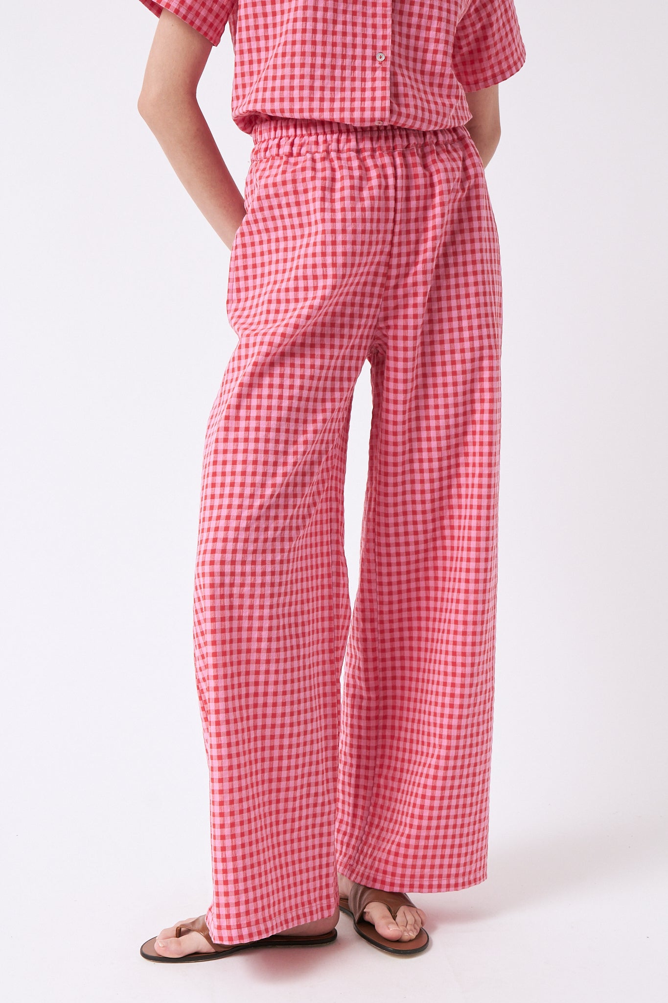 amt. - Crush Pants Vichy Red Pink - WERTE FREUNDE