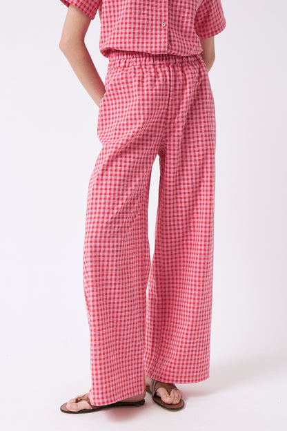 amt. - Crush Pants Vichy Red Pink - WERTE FREUNDE