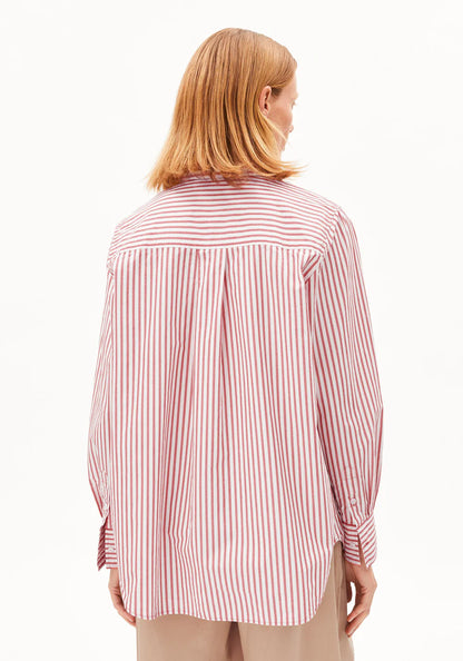 Armedangels - GESTREIFTE LOOSE FIT BLUSE oatmilk-mars red - WERTE FREUNDE